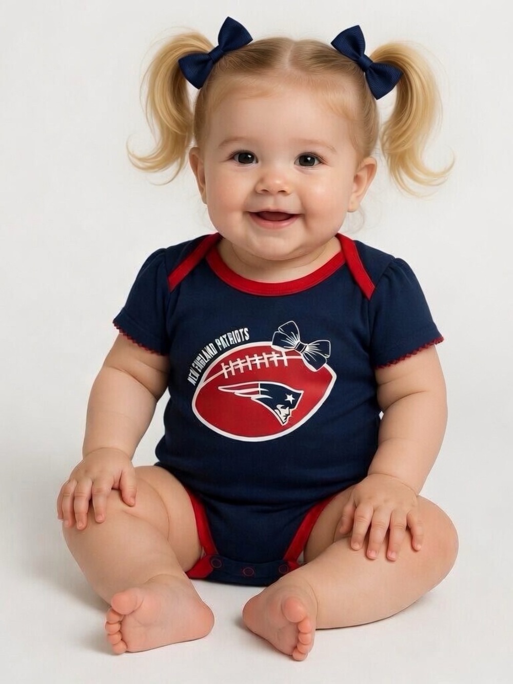 Team Apparel Navy and Red New England Patriots Baby One-Piece Bodysuit